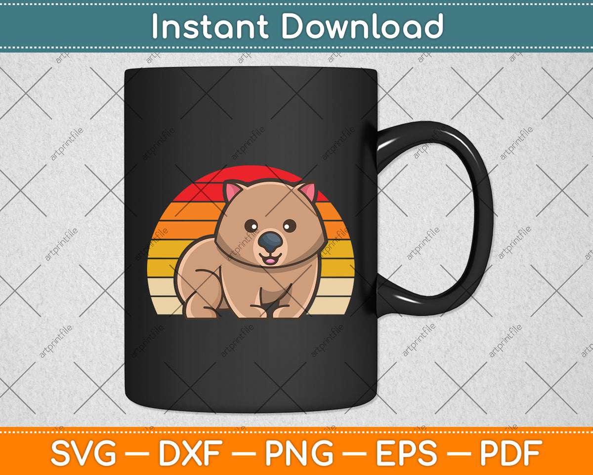 Vintage Retro Wombat Lover Svg Png Dxf Digital Cutting File