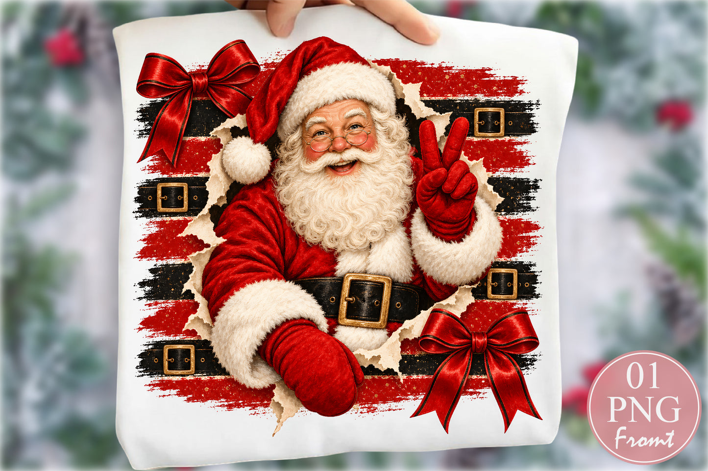 Vintage Santa Christmas PNG Retro Santa Claus Sublimation