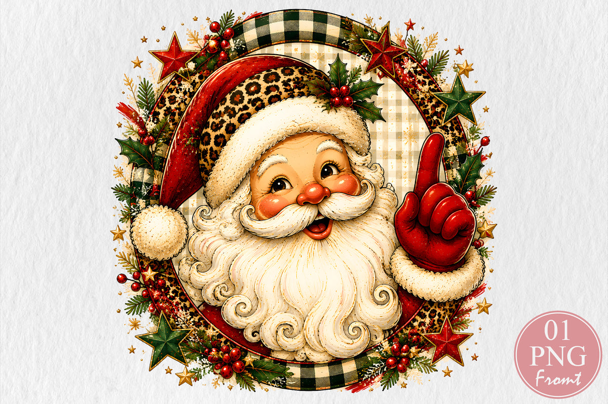 Vintage Santa Claus Christmas PNG Retro Holiday Design