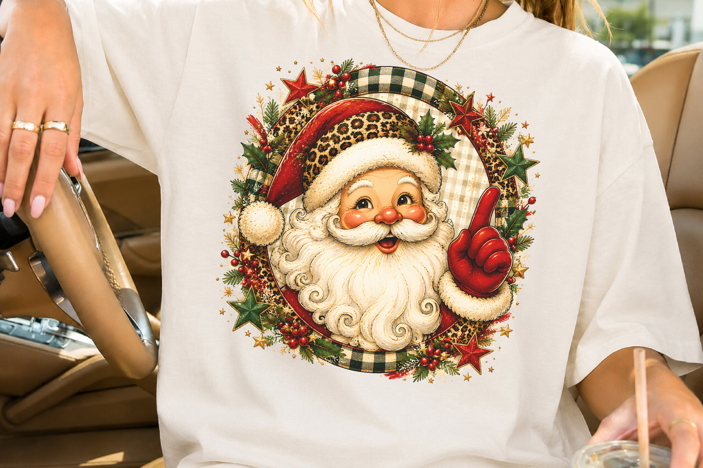Vintage Santa Claus Christmas PNG Retro Holiday Design