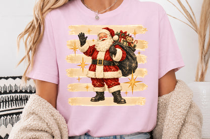 Vintage Santa Claus Christmas PNG Retro Santa Gift Bag Sublimation