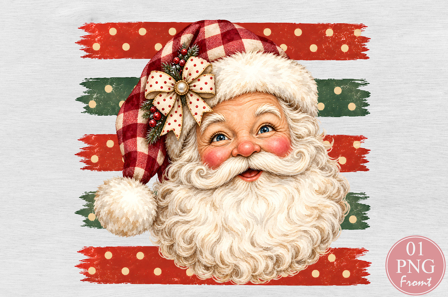 Cute Vintage Santa Claus Christmas PNG Retro Holiday Sublimation Design