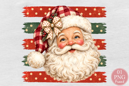 Cute Vintage Santa Claus Christmas PNG Retro Holiday Sublimation Design