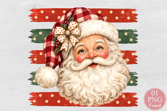 Cute Vintage Santa Claus Christmas PNG Retro Holiday Sublimation Design