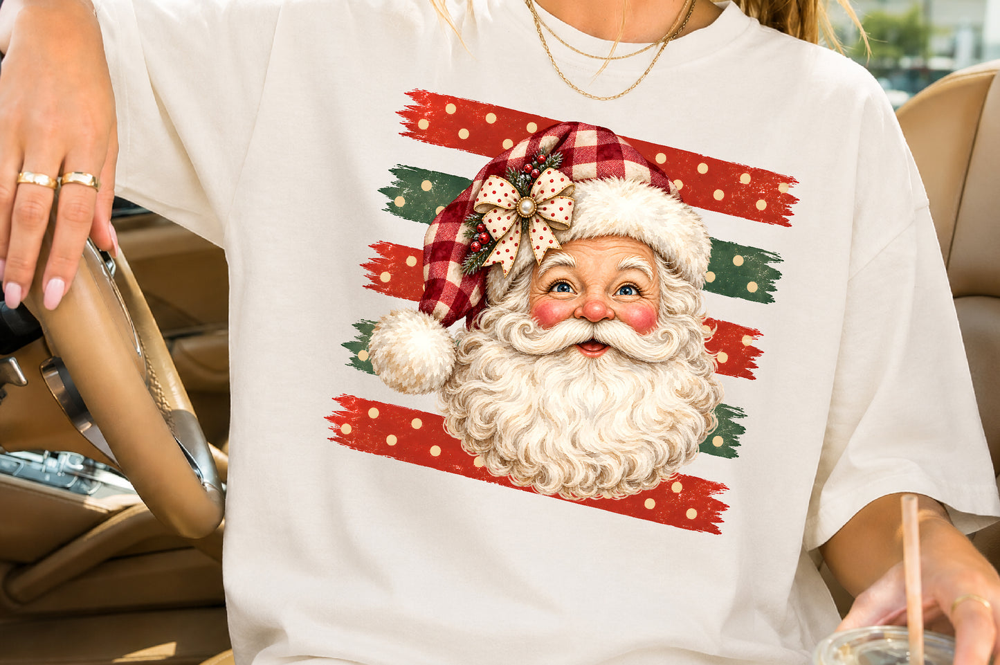 Cute Vintage Santa Claus Christmas PNG Retro Holiday Sublimation Design