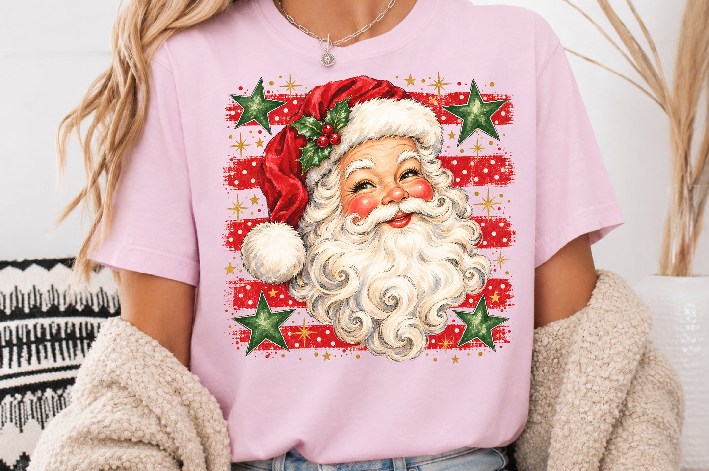 Vintage Santa Claus Head PNG Christmas Retro Holiday Sublimation Design