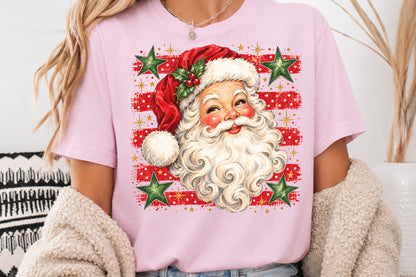 Vintage Santa Claus Head PNG Christmas Retro Holiday Sublimation Design