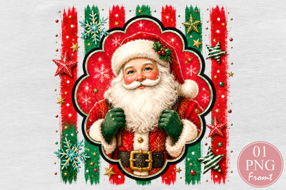 Vintage Santa Claus PNG Christmas Sublimation Design Retro Santa Holiday PNG