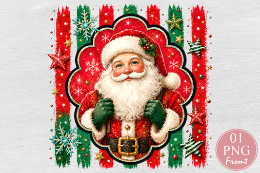 Vintage Santa Claus PNG Christmas Sublimation Design Retro Santa Holiday PNG