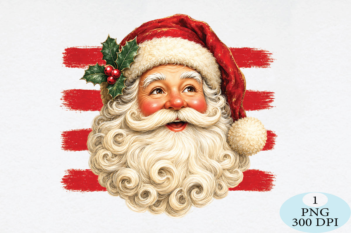 Vintage Santa Face Christmas PNG