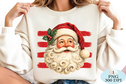 Vintage Santa Face Christmas PNG
