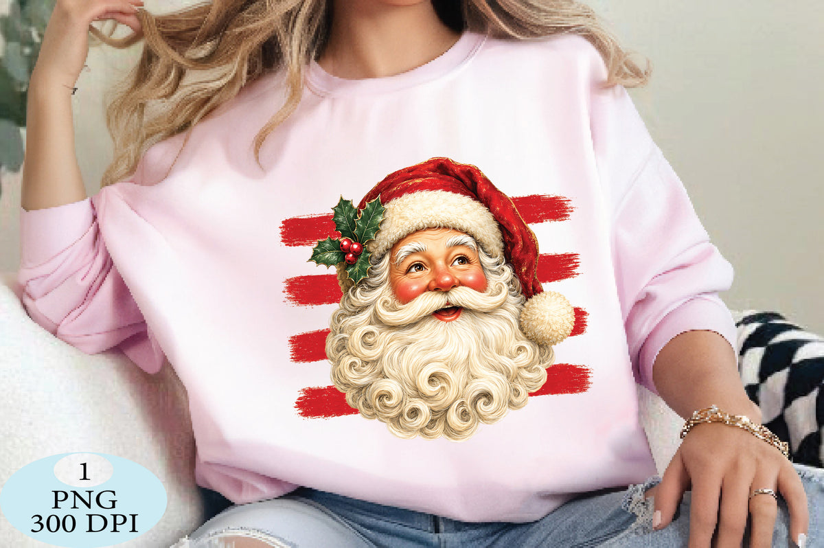 Vintage Santa Face Christmas PNG