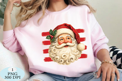 Vintage Santa Face Christmas PNG