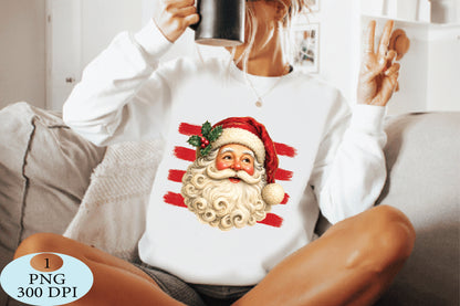 Vintage Santa Face Christmas PNG