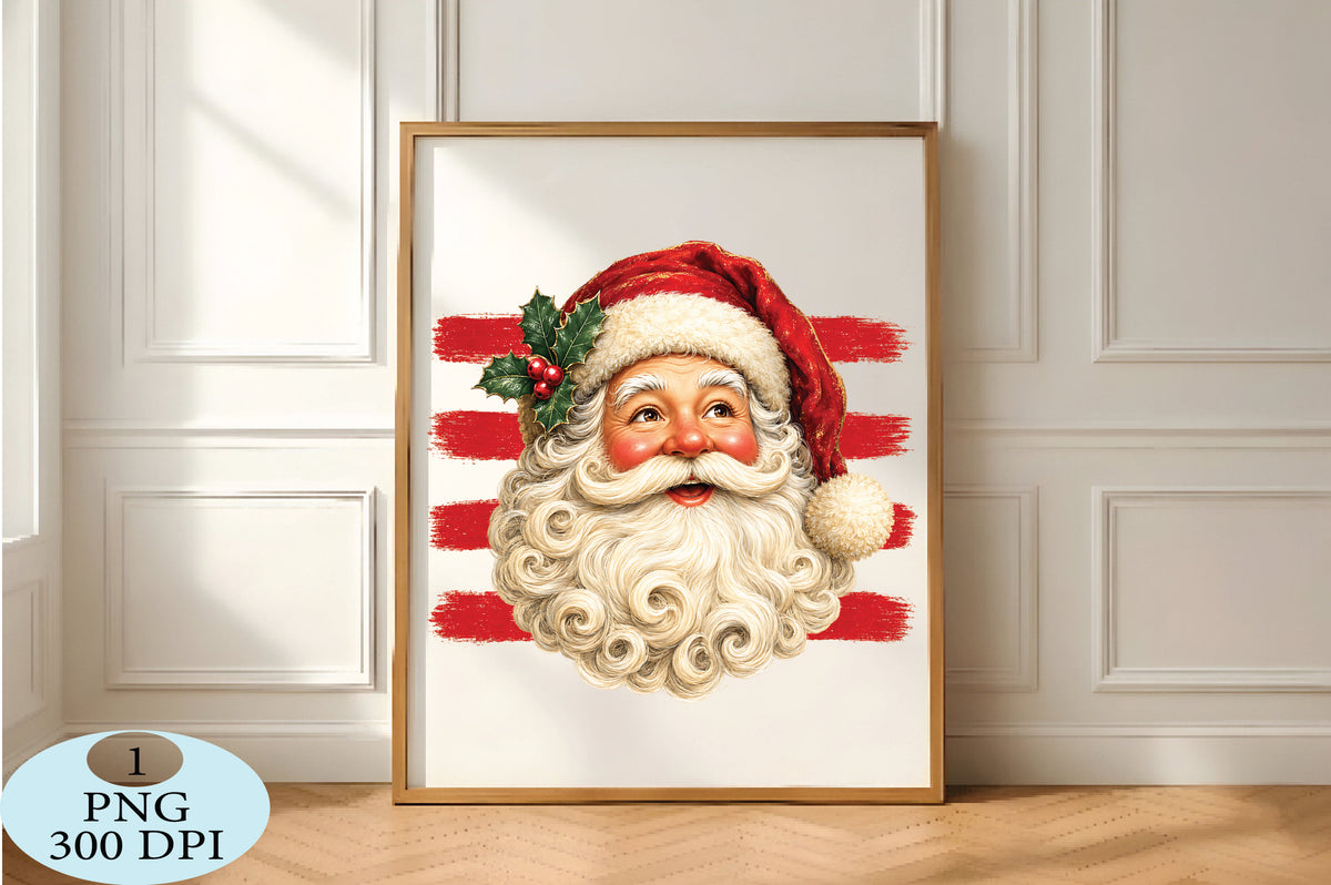 Vintage Santa Face Christmas PNG