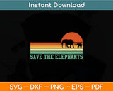 Vintage Save The Elephants Svg Digital Cutting File