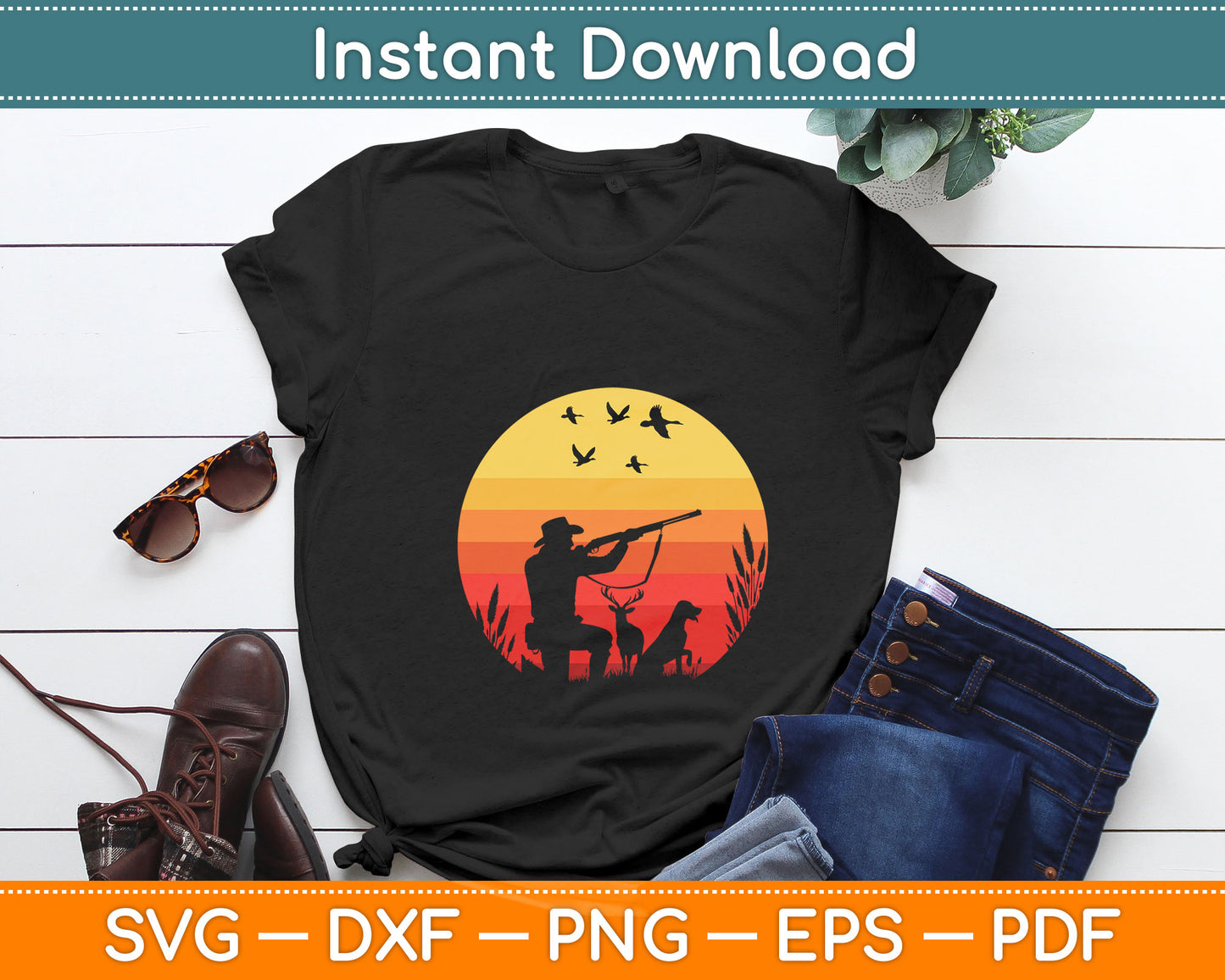 Vintage Style Funny Duck Hunting Svg Digital Cutting File