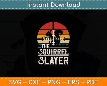 Vintage Sunset Retro Style Squirrel Hunting Squirrel Slayer Svg Digital Cutting File