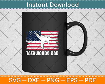 Vintage Taekwondo Dad American Flag Svg Png Dxf Digital Cutting File