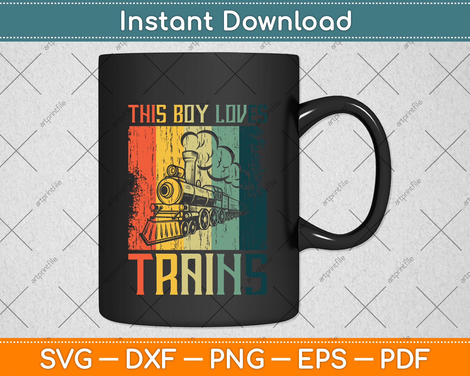 Vintage This Boy Loves Trains Svg Png Dxf Digital Cutting File