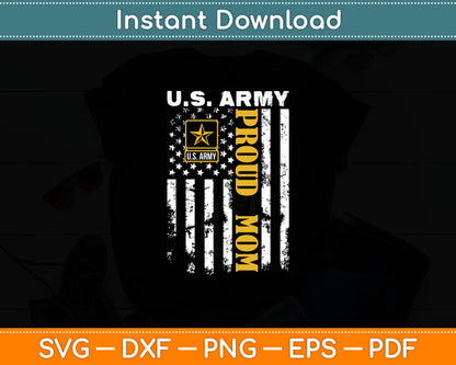 Vintage U.S. Army Proud Mom With American Flag Gift Svg Digital Cutting File