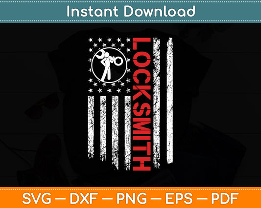 Vintage USA Locksmith American Flag Patriotic Funny Svg Digital Cutting File