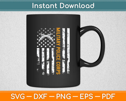 Vintage US Military Police Corps American Flag Patriotic Svg Digital Cutting File