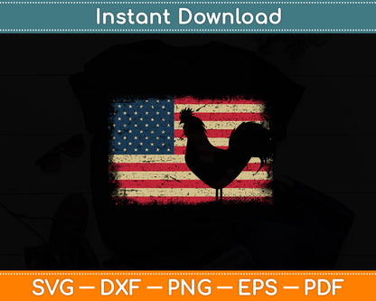 Vintage US Flag Cock Fight Svg Png Dxf Digital Cutting File