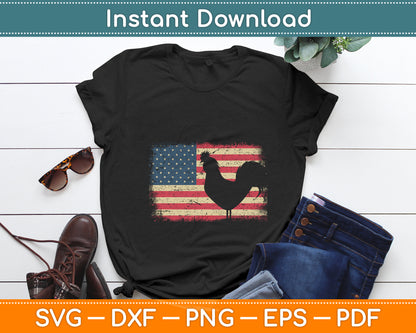 Vintage US Flag Cock Fight Svg Png Dxf Digital Cutting File