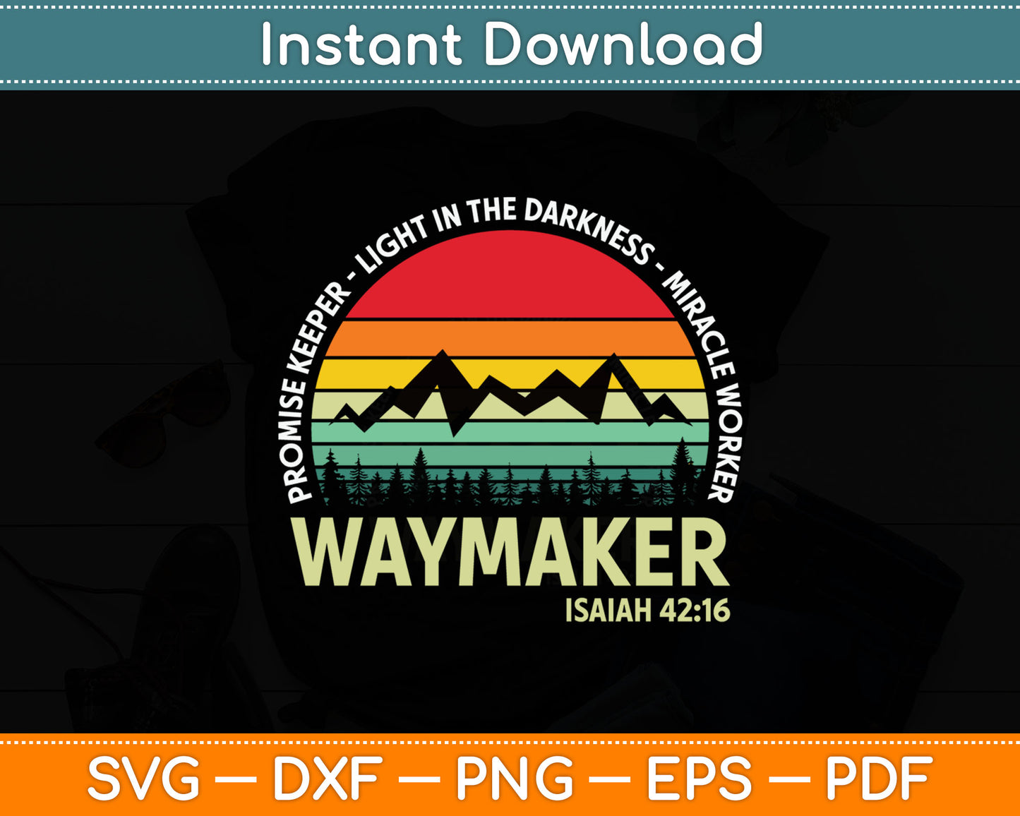 Vintage Waymaker Promise Keeper Miracle Worker Christian Svg Digital Cutting File