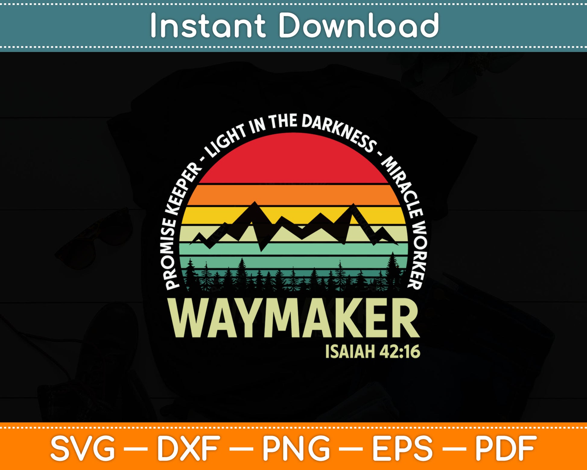 Vintage Waymaker Promise Keeper Miracle Worker Christian Svg Digital Cutting File