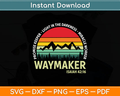 Vintage Waymaker Promise Keeper Miracle Worker Christian Svg Digital Cutting File