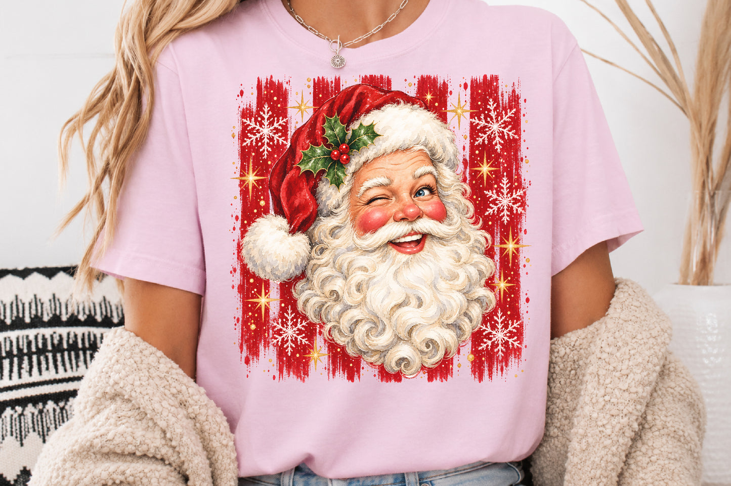 Vintage Winking Santa Claus PNG Christmas Retro Holiday Sublimation Design