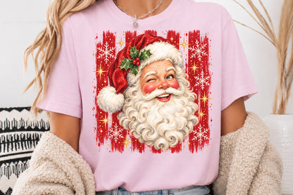 Vintage Winking Santa Claus PNG Christmas Retro Holiday Sublimation Design