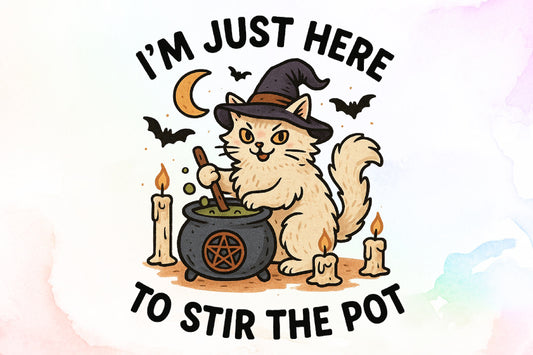 Witch Cat Stir The Pot PNG