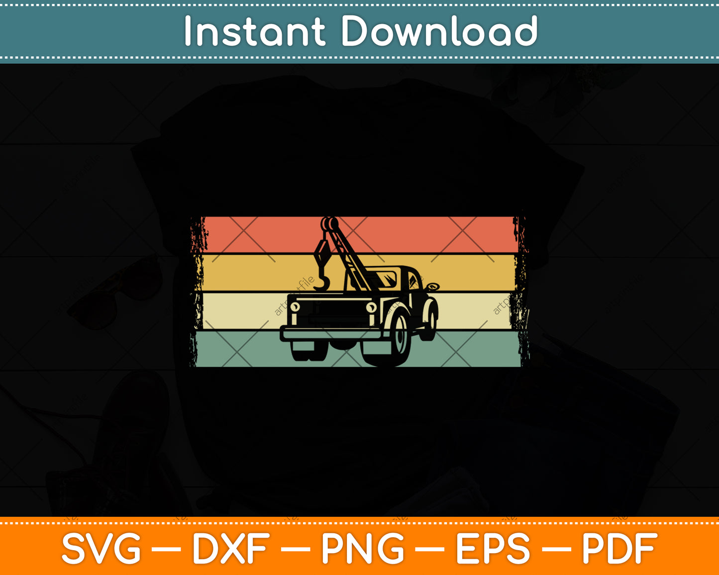 Vintage Wrecker - Retro Tow Truck Driver Svg Digital Cutting File