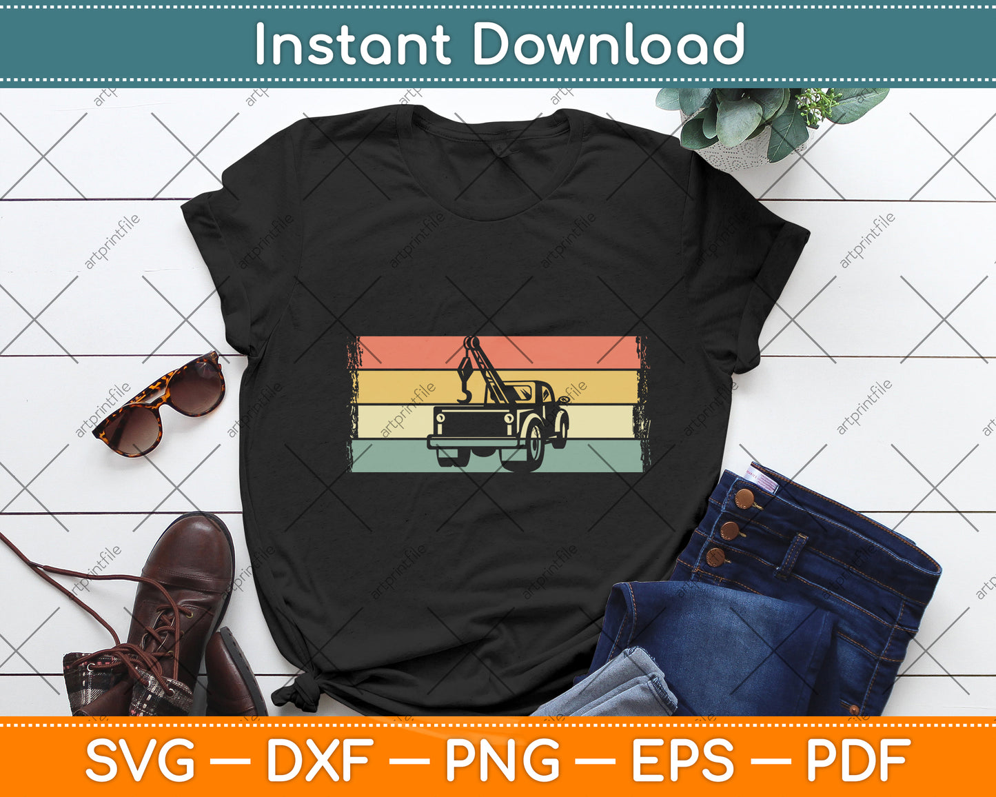 Vintage Wrecker - Retro Tow Truck Driver Svg Digital Cutting File