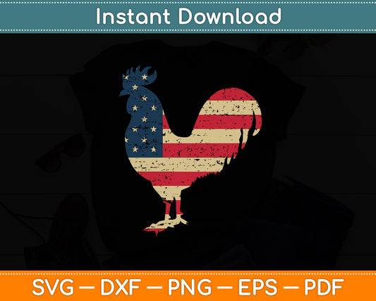 Vintage Gamefowl American Flag Distressed Gallegos Rooster Svg Digital Cutting File