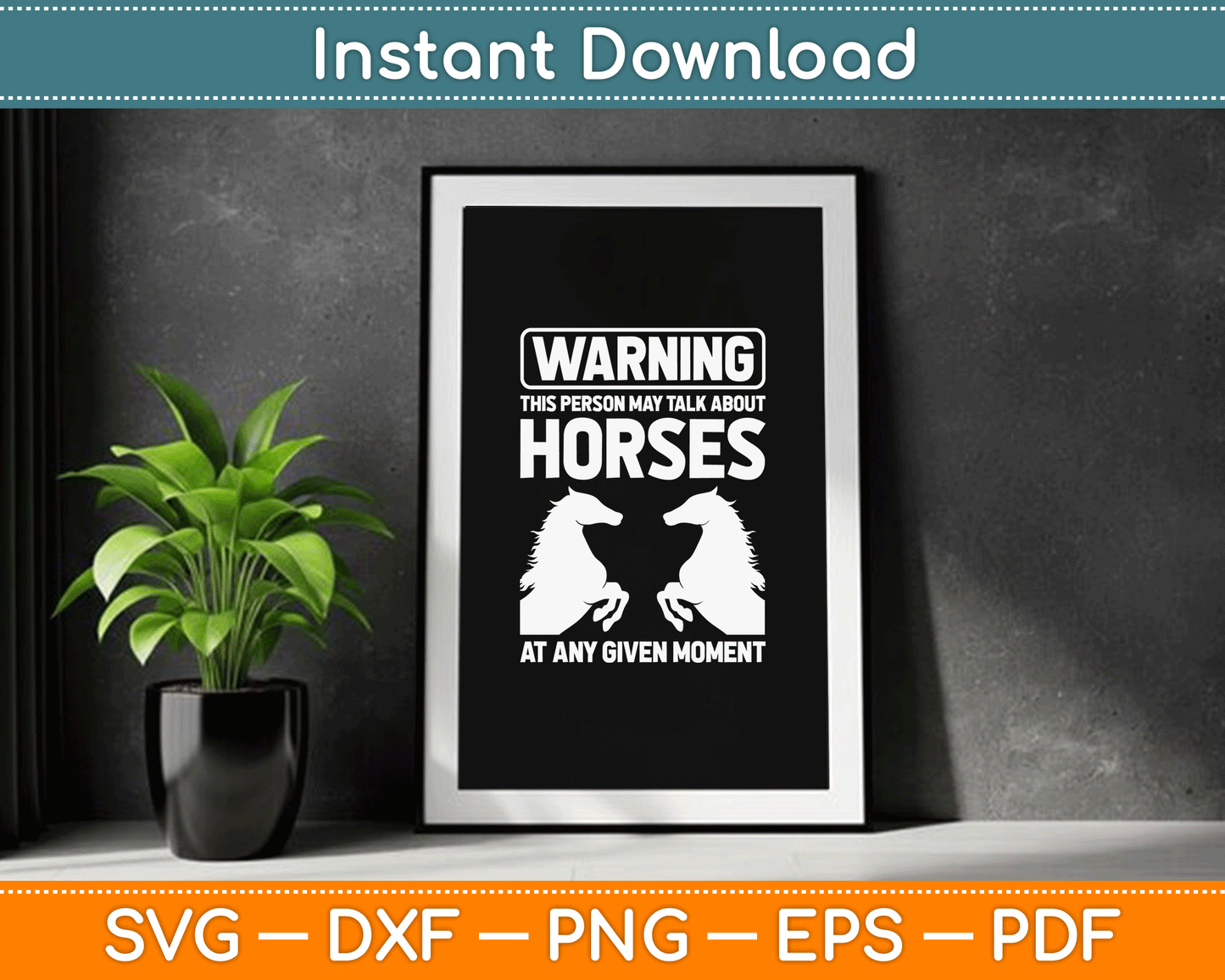 Warning May Talk About Horses Funny Riding SVG Digital Cutting File