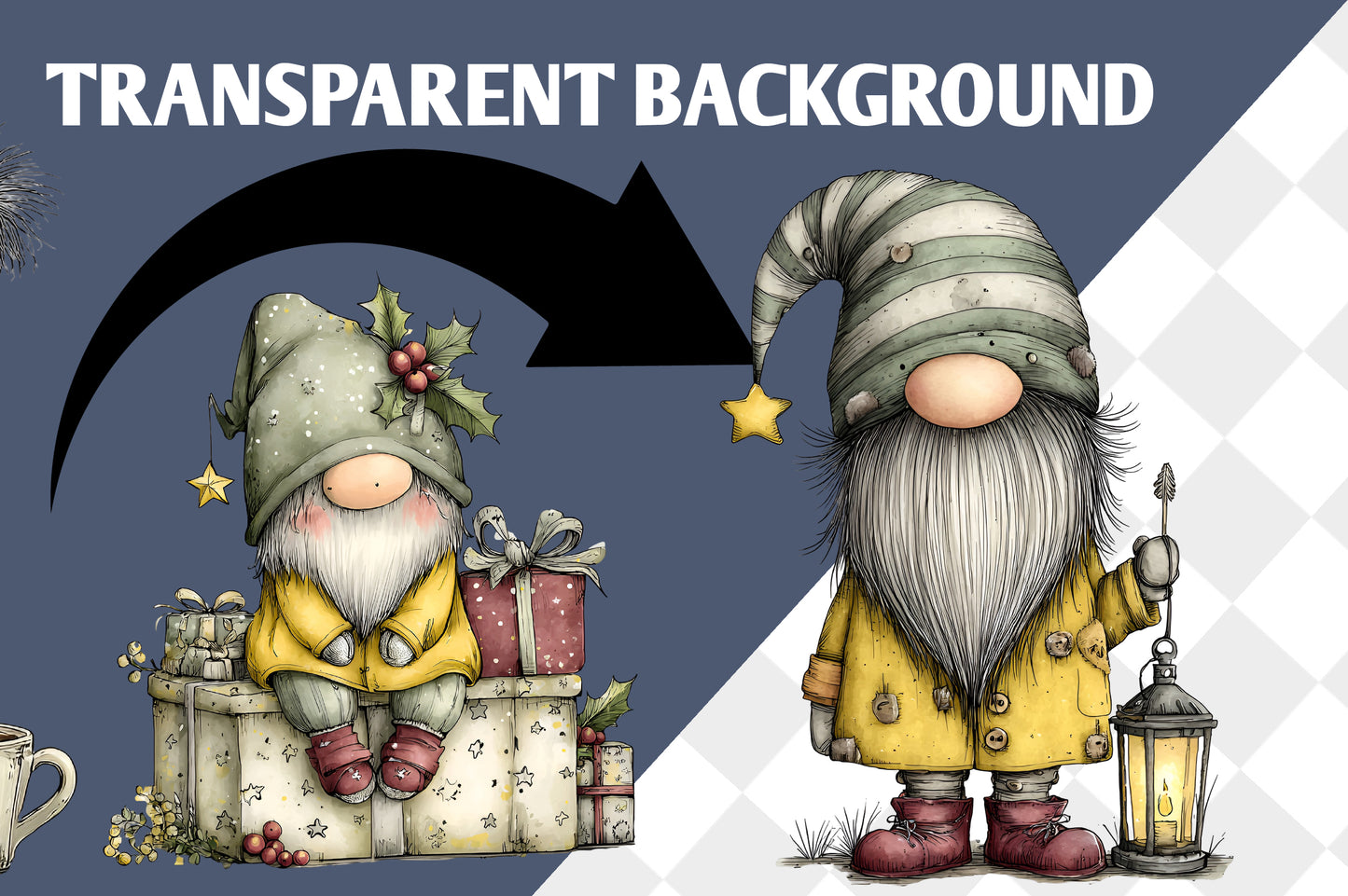Whimsical Christmas Gnome Clipart PNG Bundle