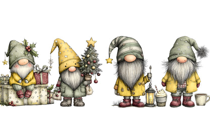 Whimsical Christmas Gnome Clipart PNG Bundle