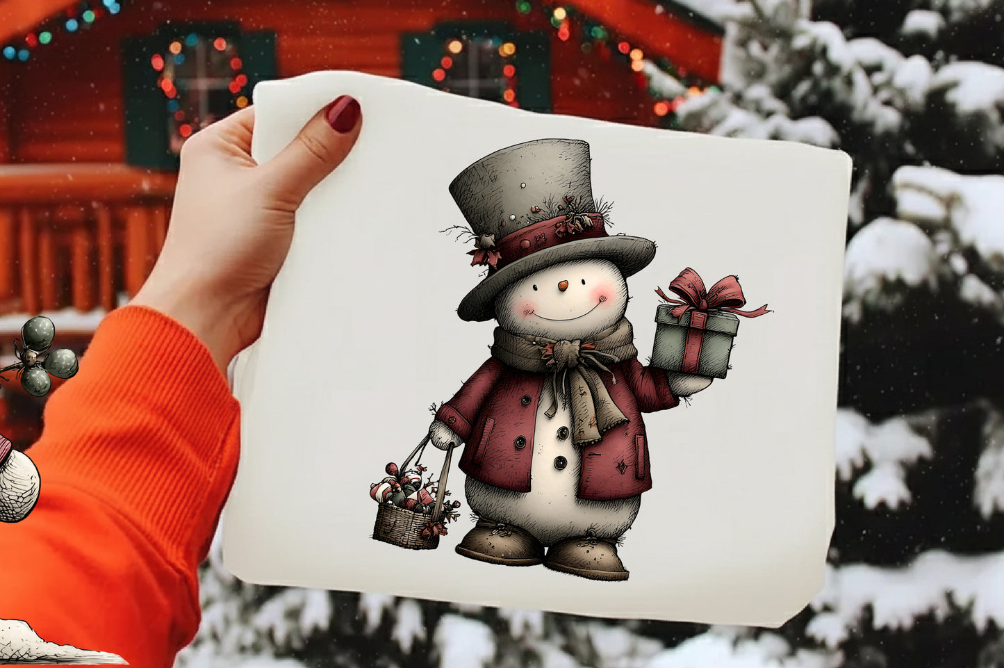 Whimsical Christmas Snowman Clipart PNG Bundle