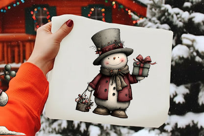 Whimsical Christmas Snowman Clipart PNG Bundle