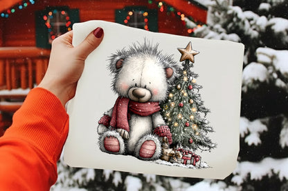 Whimsical Christmas Teddy Bear Clipart PNG Bundle