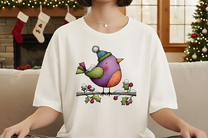 Whimsical Christmas Bird Clipart PNG Bundle