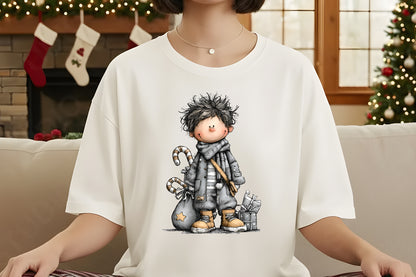 Whimsical Christmas Boy Clipart PNG Bundle