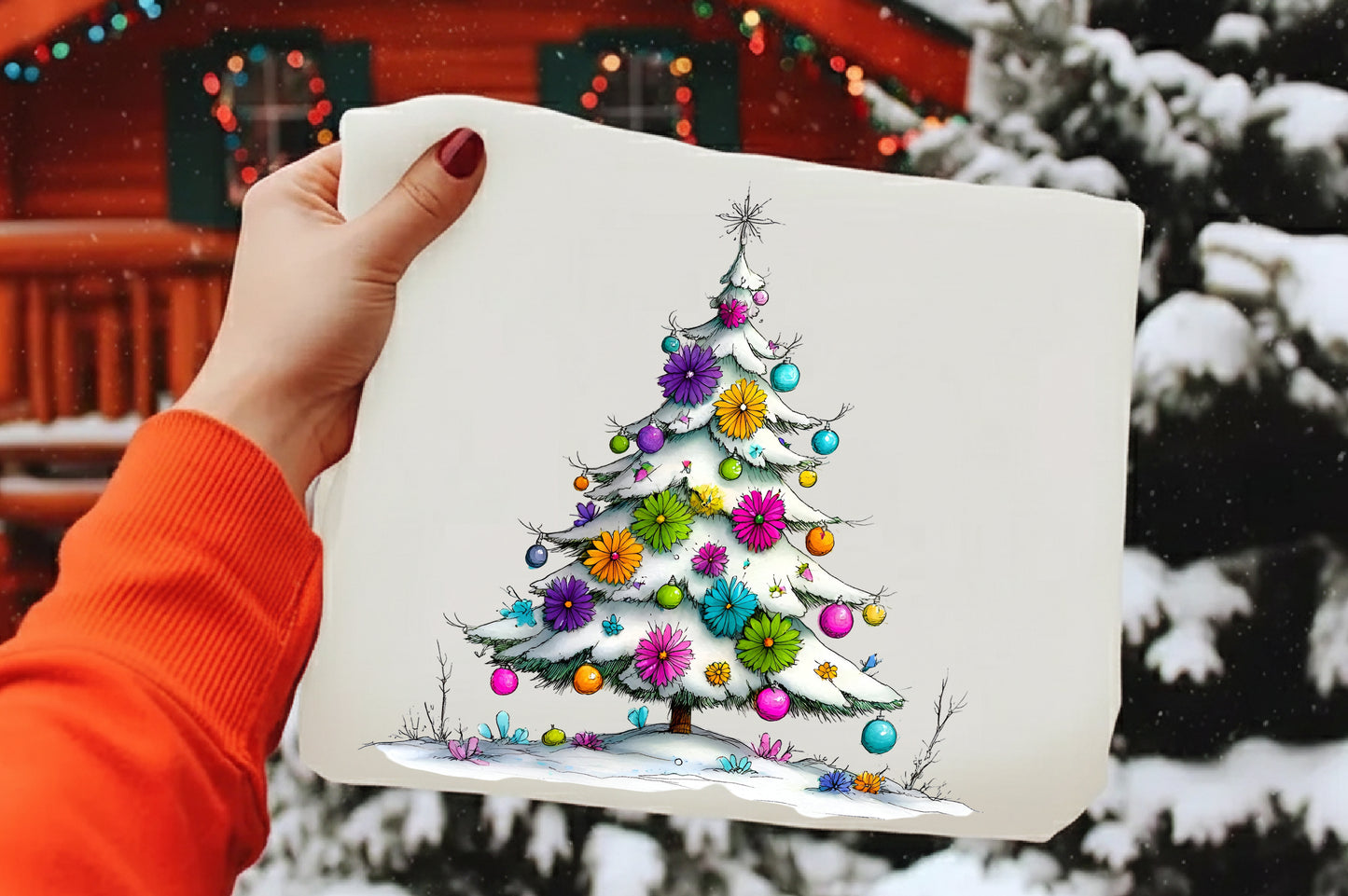 Whimsical Christmas Tree Clipart PNG Bundle