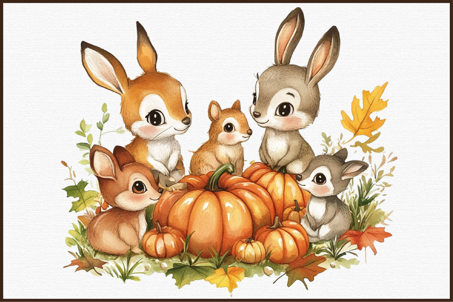 Watercolor Autumn Forest PNG Bundle Fall Woodland Clipart