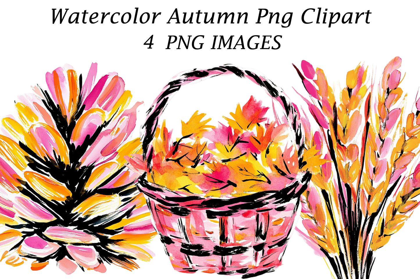 Watercolor Autumn PNG Clipart | Fall Watercolor Leaves & Floral