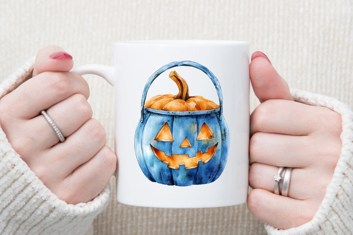 Watercolor Blue Halloween Clipart Bundle PNG